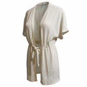 NWOT Aruba Blue Women’s Short Sleeve Lightweight White/Peach Cardigan Size Small